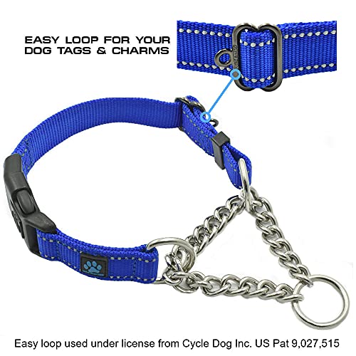 Max and Neo Stainless Steel Chain Martingale Collar - We Donate to a Dog Rescue for Every Collar Sold (Medium, Blue) - color: BLUE, size: Medium