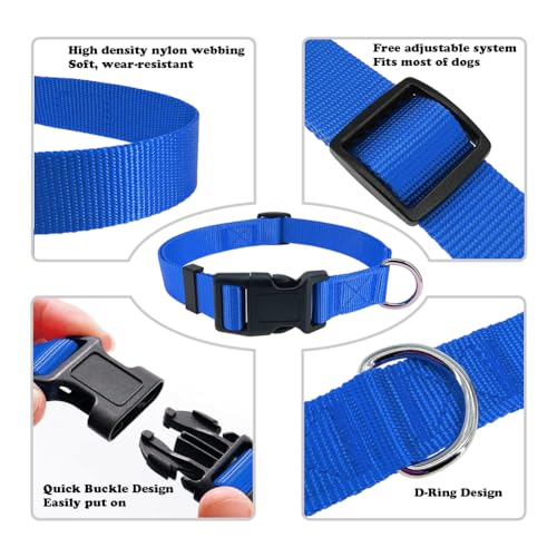 Blue Dog Collar Basic Adjustable Dog Collars for Puppy Small Medium Large Dogs Girls with Breathable Quick Release Nylon Pet Collar - color: Blue, size: Small,Neck 10-14.5"(Pack of 1)