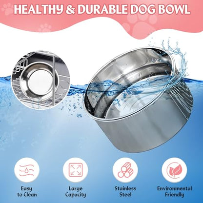 Large 2 Packs Hanging Water Bowls for Dog Crate Stainless Steel Kennel Water Bowl No Spill Adjustable Dog Water Dish for Medium Large Dogs Huge Pets (7.1 * 4.3”& 6.3 * 2.3”) - size: 2 packs 7.1 * 4.3" & 6.3 * 2.3"
