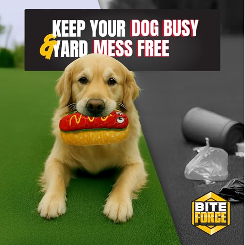 Bite Force - Durable & Strong Dog Toy Wieny Wiggle with Squeaker, Kevlar-Reinforced Seams for Aggressive chewers- red. - color: Regular - Wieny Wiggle