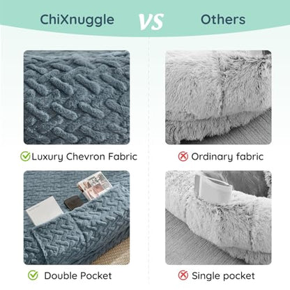 ChiXnuggle Faux Fur Washable Human Dog Bed Cover | 72*40*10,removable replace cover,soft fur,non-slip bottom,bluish grey - color: Bluish Grey, size: Cover (72x40x10)