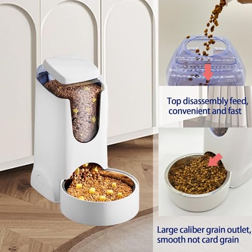 Hamiledyi Pets Automatic Gravity Feeder Dogs 2.8L Food & 4L Water Dispenser Set with Stainless Steel Bowl for Medium Big Dog Cat (White) - color: White