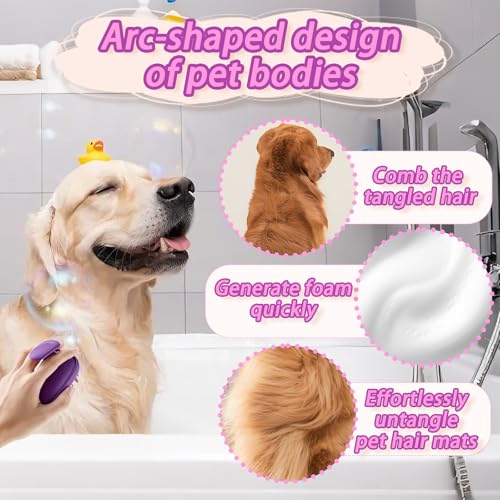 2-in-1 Detachable Dog Bath Brush, Dog Brush for Shedding & Massage, Gentle Silicone Grooming Massage Brush for Long & Short Hair, Bath Scrub Brush for Dogs & Cats