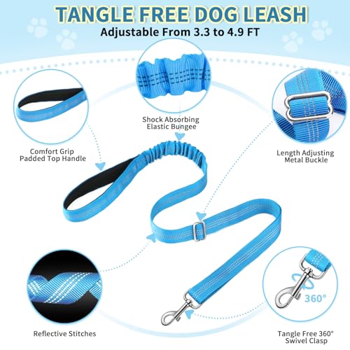 Lukovee No Pull Dog Harness and Leash Set, Soft Padded Small Dog Harness, Neck & Chest Adjustable Reflective Vest Puppy Harness with 4ft Lightweight Anti-Twist Dog Leash for Small Dogs (LBL, S) - color: Light Blue, size: S ( Chest 17.5'' ~ 22'')