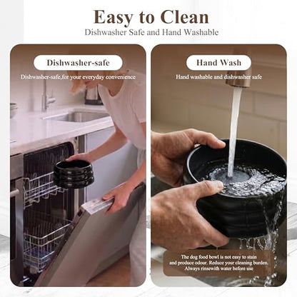 BOBO & Bowl Pet Drinking Bowl (1.2L/40 oz), Food-Grade Ceramic Water Bowl for Small & Medium Dogs - Elevated, Heavy Sturdy, Dishwasher & Microwave Safe, Black - color: Black