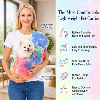 Cat Sling & Dog Sling Carrier for Small Dogs and Cats (3-14 lbs) – Ultra Soft Fleece Puppy Carrier for Indoor Home Use,Hands-Free Cat Carrier with Wide Shoulder Strap, Cozy Pet Sling (Fruits) - color: Fruits