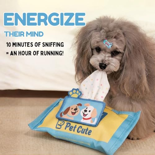 Interactive Dog Puzzle Toy | Anti-Boredom & Mental Stimulation | Snuffle Mat for Dogs | Slow Feeding & Enrichment Game | Small, Medium Dogs | Pizza, Bowling or Tissue (Tissue) - color: Tissue (Blue)