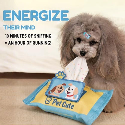 Interactive Dog Puzzle Toy | Anti-Boredom & Mental Stimulation | Snuffle Mat for Dogs | Slow Feeding & Enrichment Game | Small, Medium Dogs | Pizza, Bowling or Tissue (Tissue) - color: Tissue (Blue)