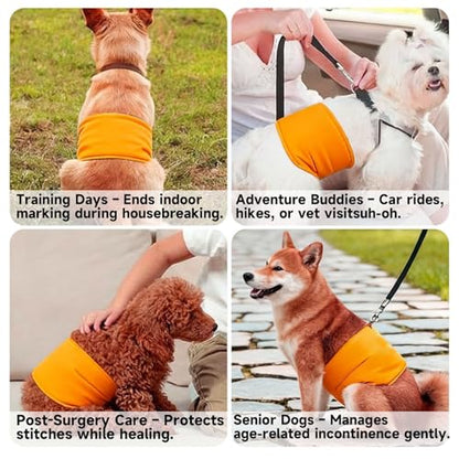 4 Pack Washable Male Dog Diapers Reusable Belly Bands - Quick-Absorbing, Leakproof, Outdoor Training & Senior Dogs | Fits Small, Medium, Large Breeds(S) - size: S(12.60-16.14")