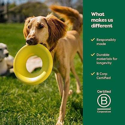 Earth Rated Flying Disc Toy for Dogs and Puppies, Interactive Dog Toys, Saucer Floats in Water, Small, Yellow