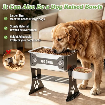 3 Gallon Elevated Dog Bowl Large Breed Raised Dog Water Bowl Stand,3 Height Adjustable Stainless Steel Pet Feeder Station with Anti-Slip Mat,Black Pet Bowl for Relief Joint Pressure,Easy Clean - color: Black, size: XL
