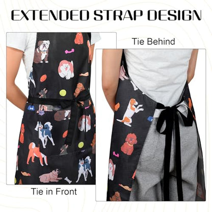Dog Grooming Waterproof Apron with 2 Pockets, Cute Animals Puppy Dog Pets Apron - style: Cute Animals