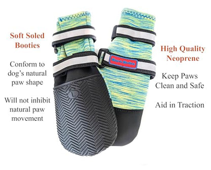 All Weather Neoprene Paw Protector Dog Boots with Reflective Straps in 5 Sizes! (Turquoise Medium) - size: Medium