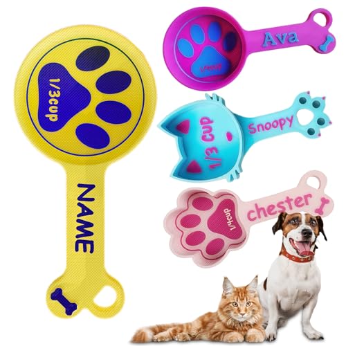 ubjva Personalized Dog Food Scoop Custom Cat Food Measuring Cup with Name Pet Accessories Gifts for Pet Lover - color: Round Paws