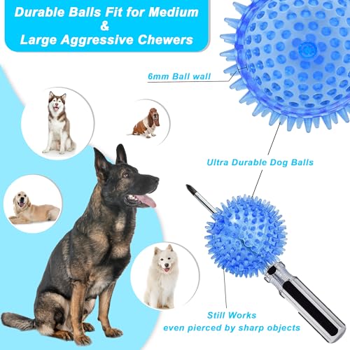 3.5” Squeaky Dog Toy Balls (6 Colors) Dog Toys Spikey Dogs Ball for Aggressive Chewers Heavy Duty Teething Large Medium Durable Dogs Balls - size: 3.5 Set of 6