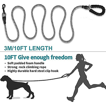Heavy Duty Dog Leash Rope Comfortable Padded Handle Reflective Pet Leashes For Medium Large Dogs Walking Training Hiking White