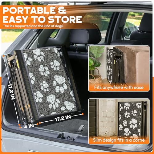 Dog Ramp for Car 71"x17.2" Wide Portable Folding Pet Ramp with Non-Slip Surface. Extra Wide Portable Ramp for Large, Small & Senior Dogs to Get in Cars, SUVs, Trucks & Beds, Up to 250LBS