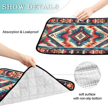 Qilmy Aztec Pet Mat, Waterproof Reusable Dog Training Pad Anti-Slip Pet Creat Pad for Small Medium Large Dogs and Cats - size: Smallx3