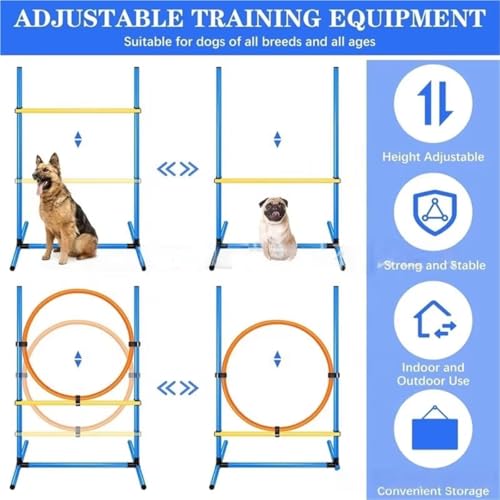 Dog Agility Training Equipment Set - Portable Agility Course with 9ft Tunnel, Weave Poles, and Hoop Jumps for Indoor & Outdoor Training