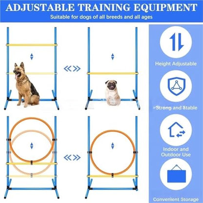 Dog Agility Training Equipment Set - Portable Agility Course with 9ft Tunnel, Weave Poles, and Hoop Jumps for Indoor & Outdoor Training