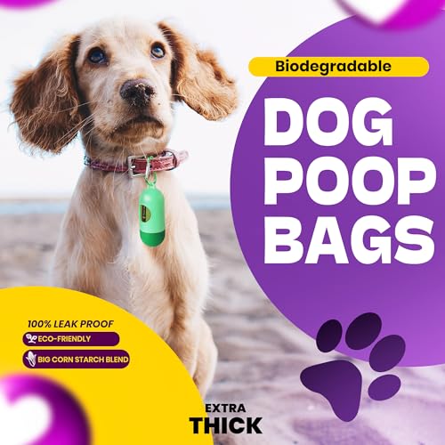 Dog Poop Bags-150 Counts with Leash Dispenser (10 Rolls), Biodegradable Poop Bags, Eco-friendly and Easy to Open, Thick Dog Waste Bags (Green) - color: Green, size: 1 Count (Pack of 150)