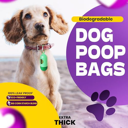 Dog Poop Bags-150 Counts with Leash Dispenser (10 Rolls), Biodegradable Poop Bags, Eco-friendly and Easy to Open, Thick Dog Waste Bags (Green) - color: Green, size: 1 Count (Pack of 150)