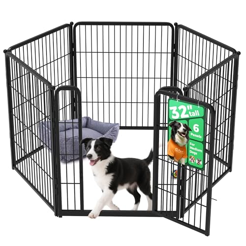 FXW Homeplus Unleashed Indoor Dog Playpen - Stress-Free and Safe Play, Heavy Duty 32 Inch 6 Panels Dog Pen for Small and Medium Dogs, Black│Patented - color: Black, size: 32"H