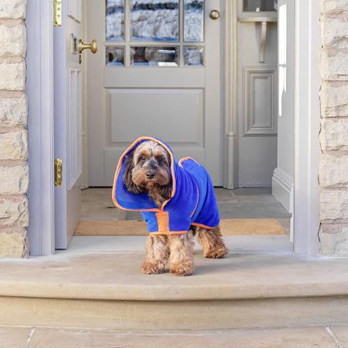 Lucky Pooch® Dog Robe - Luxurious Dog Bathrobe - Ultra Absorbent Dries Your Dogs in Minutes! Double-Layer, Super Soft Towel and Bath Robe All in One (XS, Royal Blue) - color: Royal Blue, size: XS
