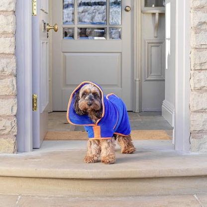 Lucky Pooch® Dog Robe - Luxurious Dog Bathrobe - Ultra Absorbent Dries Your Dogs in Minutes! Double-Layer, Super Soft Towel and Bath Robe All in One (XS, Royal Blue) - color: Royal Blue, size: XS