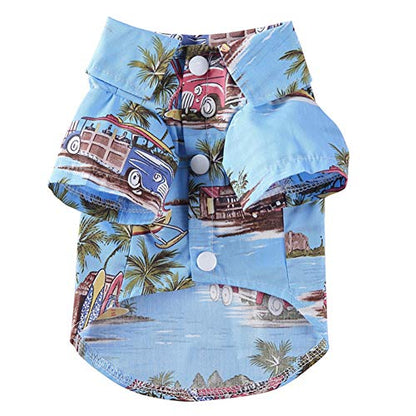 Tangpan Summer Pet Daisy Hawaiian Beach Plaid Print Shirts Clothes for Dog Blue XL - color: Blue, size: X-Large