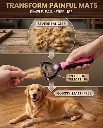 Pet Grooming Tool for Dogs and Cats, Dual-Sided Pet Comb, Professional Deshedding Tool, Pets Hair Remover Shedding, Long Haired Dog Brushes, Undercoat Combs Supplies, Cat Brush Rake - color: Orange-L