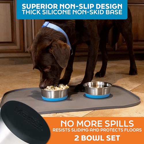 Master Pet Supply Stainless Steel Dog Bowls Set of 2 with Extra Thick Silicone Base - 4 Cup (32 oz) Black Velvet, Non-Slip, Dishwasher Safe Metal Bowls, Pet Dog Food Bowl for Dogs, Cats, Anti Rust - color: Black Velvet, size: 4 Cups (32 oz) 2 Pack