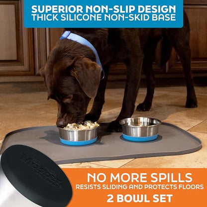 Master Pet Supply Stainless Steel Dog Bowls Set of 2 with Extra Thick Silicone Base - 4 Cup (32 oz) Black Velvet, Non-Slip, Dishwasher Safe Metal Bowls, Pet Dog Food Bowl for Dogs, Cats, Anti Rust - color: Black Velvet, size: 4 Cups (32 oz) 2 Pack