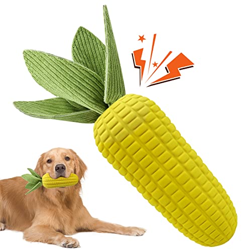 Dog Toys for Aggressive Chewers, Indestructible Tough Squeaky Corn Chew Toy for Large Medium Small Breed, Interactive Dog Toys to Keep Them Busy