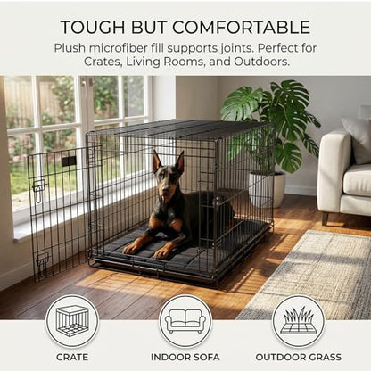 Chew Proof Dog Crate Pad – Indestructible Durable Crate Pad for Aggressive Chewers, Quilted Washable Waterproof Tough Kennel Mat, Replacement for Cage Tray, Indoor & Outdoor, 22″×16″, Black