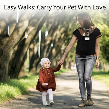 Sling Carrier for Small Dogs and Cats, Cat Carrier Pouch, Puppy Sling, Dog Chest Wrap, Cat Wraps, Comfortable, Weight-Distributing Pet Sling, Dog Carrier, ravel and Daily Use (Black) - color: Black