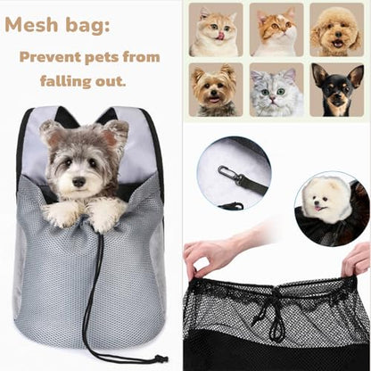 Dog Front Carrier Backpack,Ventilated Mesh Puppy Back Pack with Safety Belt,Adjustable Breathable Pet Carrier for Small Dogs Cats,Lightweight Doggy Backpack for Hiking Cycling Outdoor - color: Gray