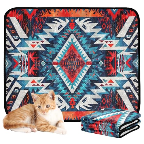 Qilmy Aztec Pet Mat, Waterproof Reusable Dog Training Pad Anti-Slip Pet Creat Pad for Small Medium Large Dogs and Cats - size: Medium+Large