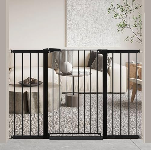 Fairy Baby 38" Extra Tall Baby Gate for Stairs Doorways, 48.9"-54.3" Adjustable Width Pet Dog Gate, Metal Pressure Mounted Auto Close Safety Child Gate for Kids Pets No Drilling, Black - color: Black, size: 48.9"-54.3"