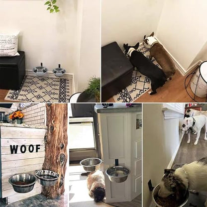 Wall Mounted Dog Bowls-2 * 46 Oz, 304 Stainless-Steel Raised Adjustable Height Dog Food and Water Bowls, Elevated Pet Comfort Feeding Bowl for Medium Large Dogs Cats - size: 5.8 cups(46OZ)
