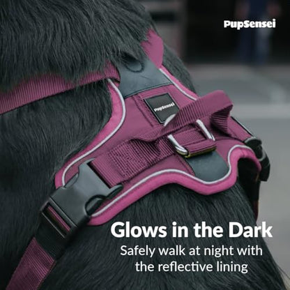 No Pull Dog Harness - Durable Polyester Puppy Harness with Front Anti-Pull Loop, Reflective Strips, and Quick-Release Clips for Small, Medium, and Large Dogs (Berry Purple, Large) - color: Berry Purple, size: Large