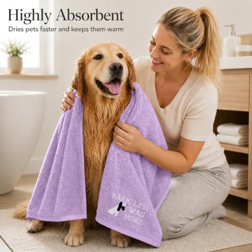 DAN RIVER Dog Towel - Pack of 1, 100% Cotton, 20x40, Ultra Soft 450 GSM, Super Absorbent & Quick Drying Towel for Dogs, Cats, and Other Pets, Crocus Petal. - color: Crocus Petal