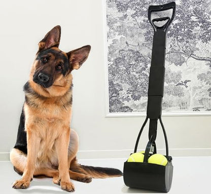 ienjoyed 32" Dog Pooper Scooper for Small Dog to Large Dog, Heavy Duty Dog Poop Scooper for Yard & Walks, Durable Double Spring Clamp, Simple One Step Assembly (Black) - size: Black(32-inch)