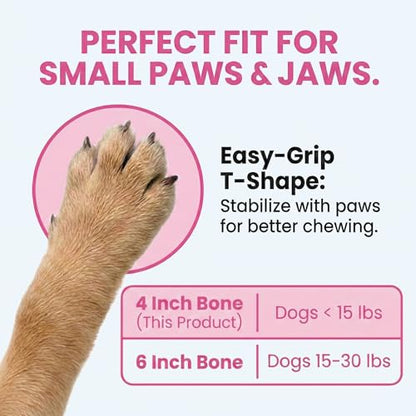 SPOT Bam-Bones Puppy T-Bone Dog Chew Toys, Chicken Flavor, 4 Inch, 2 Pack, Bamboo Fiber & Flexible Rubber, Easy Grip Design for Gentle Chewers, Puppies & Small Dogs Up to 15 lbs