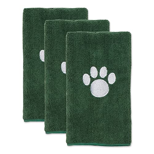 Bone Dry Pet Grooming, Embroidered Microfiber Towel Drying Collection, 15x30, Hunter Green - color: Hunter Green, size: 15x30"