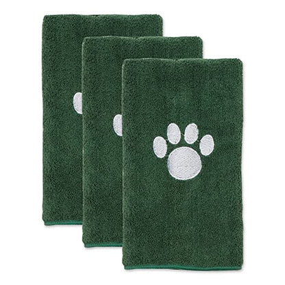 Bone Dry Pet Grooming, Embroidered Microfiber Towel Drying Collection, 15x30, Hunter Green - color: Hunter Green, size: 15x30"
