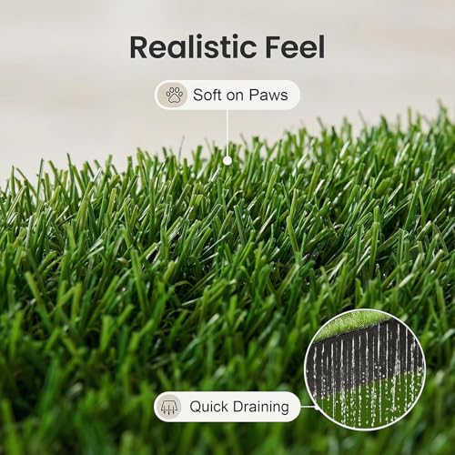 Dog Grass Pad with Tray 35"x23" Large Dog Litter Box, Artificial Grass for Dogs Potty with 3 Disposable Mats & EVA Base, Reusable Indoor Dog Potty Training for Apartment Balcony (Green, Large)