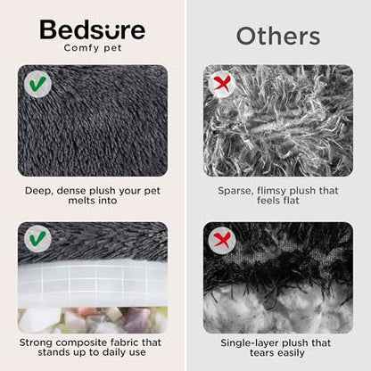 Bedsure SupportMax™ Calming Dog Bed Medium Size Dog - 30in Donut Round Washable Medium Pet Bed, Anti-Slip＆Removable Cover,420GSM Anti-Anxiety Fluffy Plush Faux Fur,Fits up to 45 lbs Pets - color: Dark Grey, size: M(30x30x7)