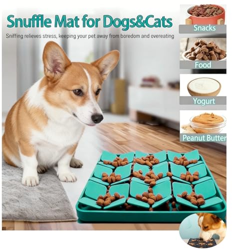 Pet Silicone Snuffle Mat Dog Feeding Mat Non-Slip Slow Feeder Puzzle Mat No Hurt for Dog's Nose for Smell Training Slow Eating (Blue) - color: Blue