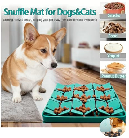 Pet Silicone Snuffle Mat Dog Feeding Mat Non-Slip Slow Feeder Puzzle Mat No Hurt for Dog's Nose for Smell Training Slow Eating (Blue) - color: Blue